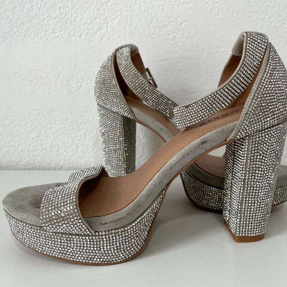Torrid Silver Rhinestone Platform Heels - Size 8WW - Picture 4 of 11